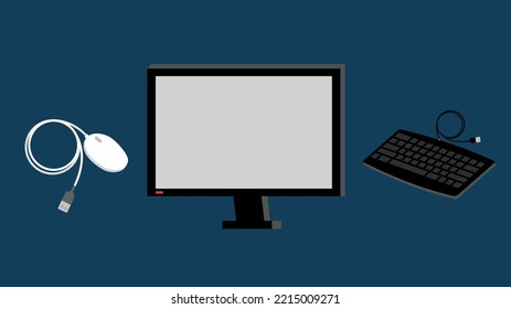 Desktop computer, monitor, keyboard, mouse