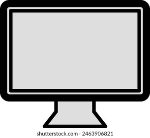 Desktop computer monitor line drawing icon