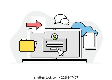 Desktop Computer Monitor as Programmed Machine for Operation Vector Illustration