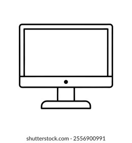 Desktop Computer Monitor with Stand Vector - Minimalist Line Art Design for Office and Tech Graphics