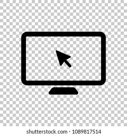 Desktop computer and mouse arrow. Simple digital icon. On transparent background.