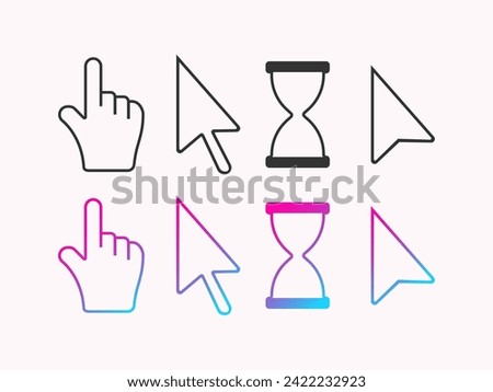 Desktop computer mouse cursors. Laptop PC pointer icons