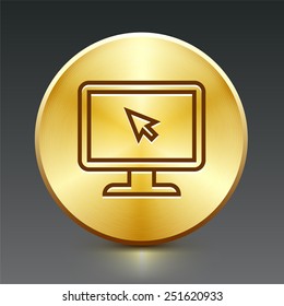 Desktop Computer on Gold Round Buttons