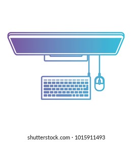 desktop computer on top view in degraded purple to blue contour
