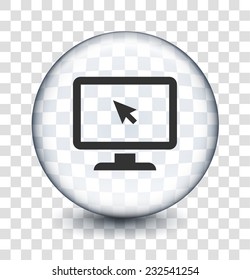 Desktop Computer on Transparent Round Button