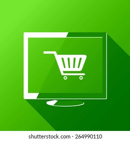 Desktop Computer. Online shopping. Vector illustration