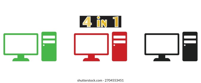 Symbol für Desktop-PCs - Set, Monitor und CPU-Tower