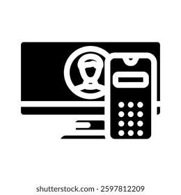 desktop computer phone glyph icon vector. desktop computer phone sign. isolated symbol illustration