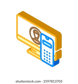 desktop computer phone isometric icon vector. desktop computer phone sign. isolated symbol illustration