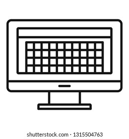 Desktop computer photo redaction icon. Outline desktop computer photo redaction vector icon for web design isolated on white background