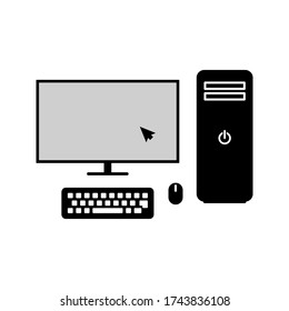 Desktop computer with pointer or cursor icon isolated. Display with clicking mouse. illustration working space. icon set.