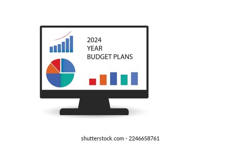 desktop computer screen.
2024 budget,
growth charts.
economy financial development idea concept.