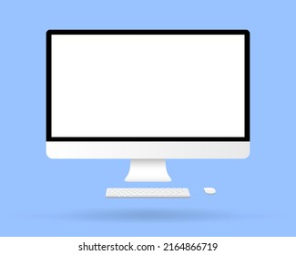 Desktop computer. Screen device mockup blank monitor.3d white screen. vector Isolated illustration.