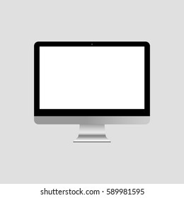  desktop Computer screen display isolated on white background vector eps10.  desktop computer with white screen
