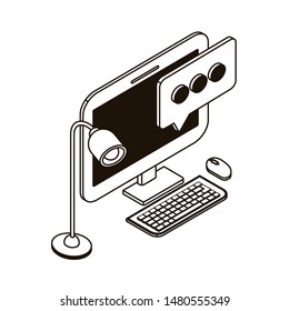 desktop computer screen with laptop on white background