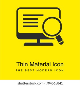 Desktop computer screen with magnifying glass and list bright yellow material minimal icon or logo design