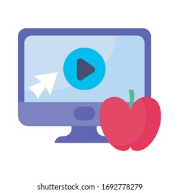 desktop computer screen, online course vector illustration design