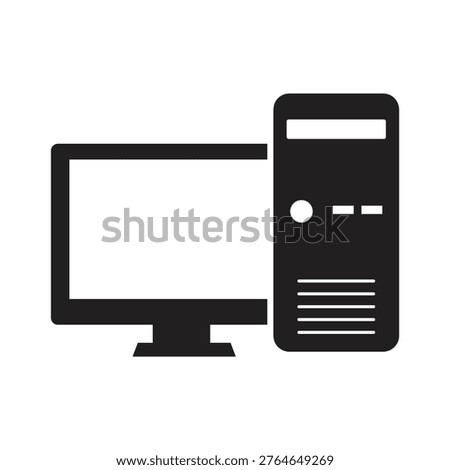 Desktop Computer Set Icon – PC Setup Device Vector Symbol,Computer System Icon – Desktop Setup Vector Illustration..eps
