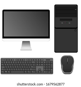 Desktop computer set isolated vector