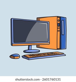 Desktop computer set up with monitor, keyboard, and mouse