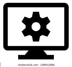 Desktop Computer Settings Vector Icon