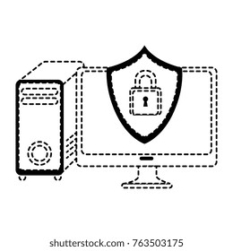 desktop computer with shield