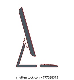 desktop computer side view in colorful silhouette