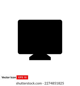 Silhouette-Symbol für Desktop-Computer. Einzige Vektorgrafik auf weißem Hintergrund.