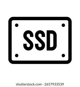 Desktop computer solid-state drive. SSD icon. PC hardware component. Outline style. 48x48 px