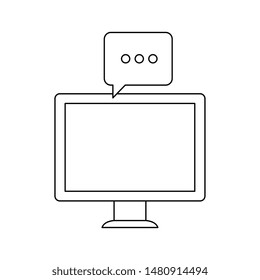 desktop computer with speech bubble