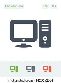 Desktop Computer - Sticker Icons. A professional, pixel-aligned icon.