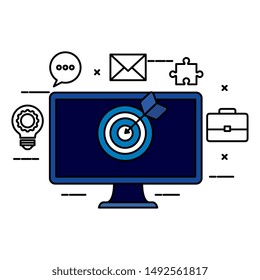 desktop computer with target and iccons