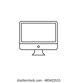 Desktop Computer Thin Line Icon, Lcd Screen Outline Vector Logo Illustration, Linear Pictogram Isolated On White