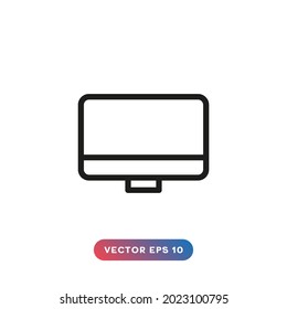 Equipo de escritorio o icono de TV con fondo blanco