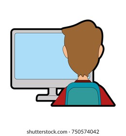 desktop computer with user