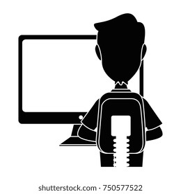 desktop computer with user