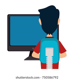 desktop computer with user