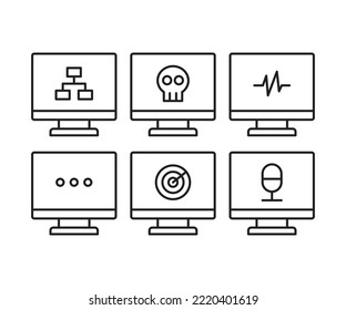 desktop computer and user interface icons set