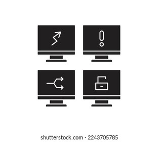 desktop computer and user interface icons set