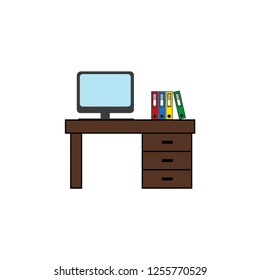 Desktop with computer .Vector