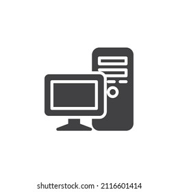 Desktop computer vector icon. filled flat sign for mobile concept and web design. PC monitor glyph icon. Symbol, logo illustration. Vector graphics