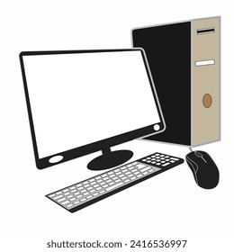 Desktop computer vector icon illustration eps