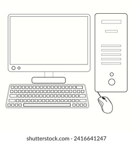 Desktop computer vector icon illustration eps