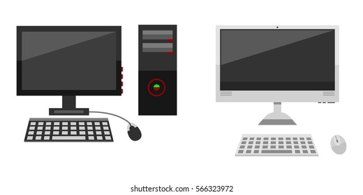 Desktop computer vector illustration.