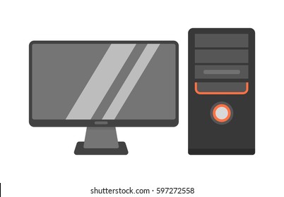 Desktop Computer Vector Illustration.