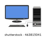 Desktop computer vector and desktop computer keyboard internet isolated display icon