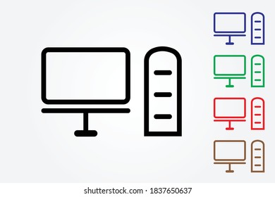 Logo del vector del equipo de escritorio en fondo blanco