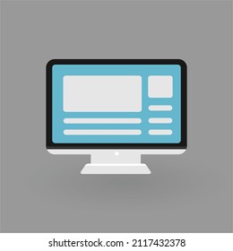 Desktop computer with web page icon ilustration