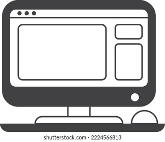 Computadoras de escritorio e ilustración de aplicaciones con estilo mínimo aislado en segundo plano