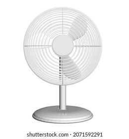 Ventilador de refrigeración de escritorio aislado en un fondo blanco. Vista frontal. 3 D. Ilustración del vector
